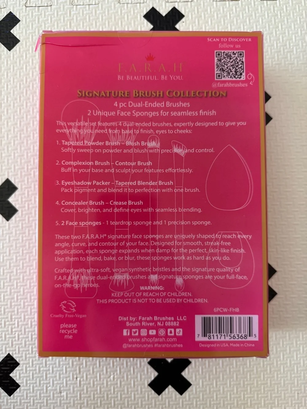 F.A.R.A.H. Pink 6pc Signature Brush & Sponge Set